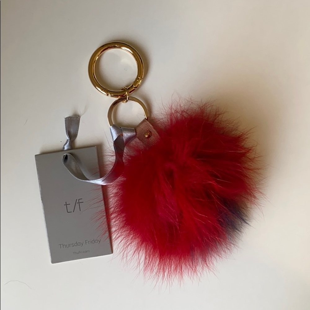 NWT Real Fox Two Tone Fluffy Keychain